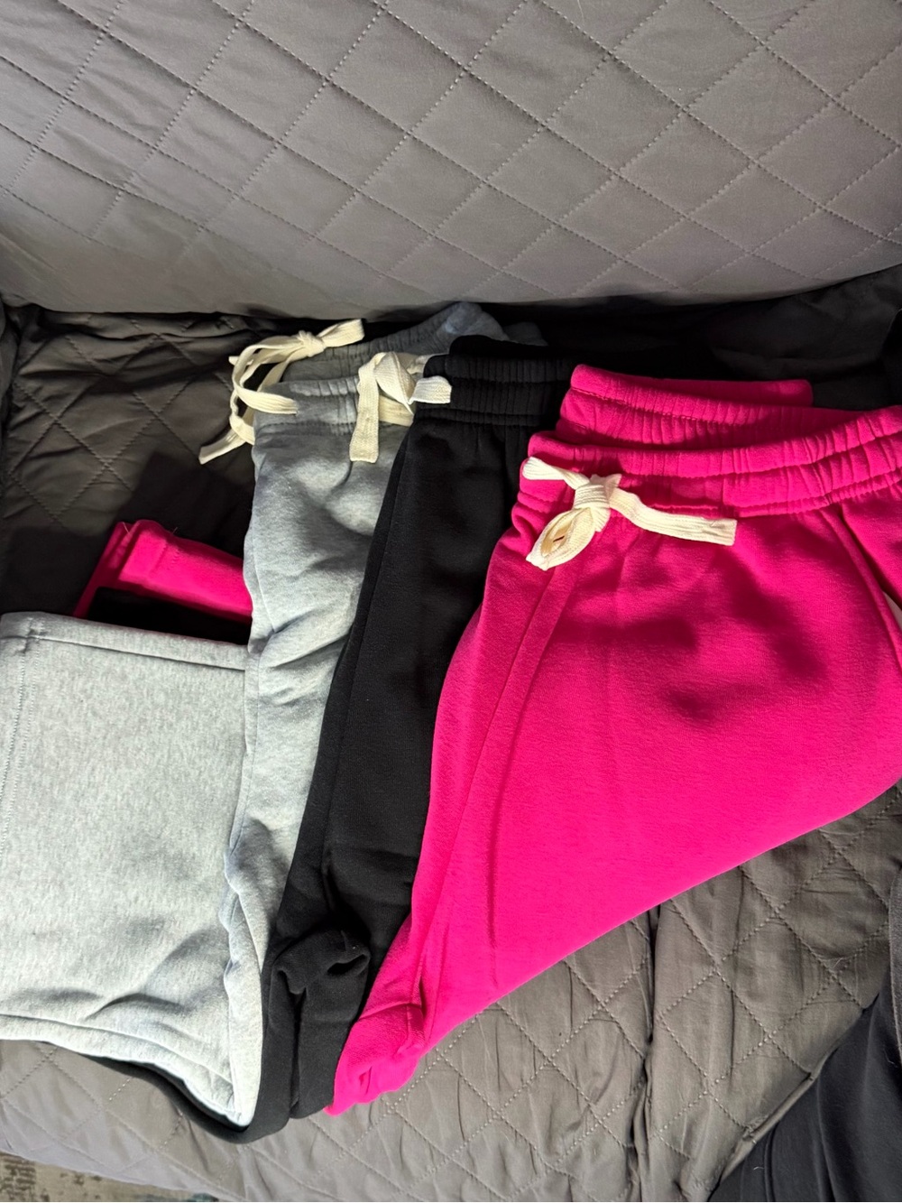 Kids Fleece Sweat Pants - Hot Pink, Black, Light Gray